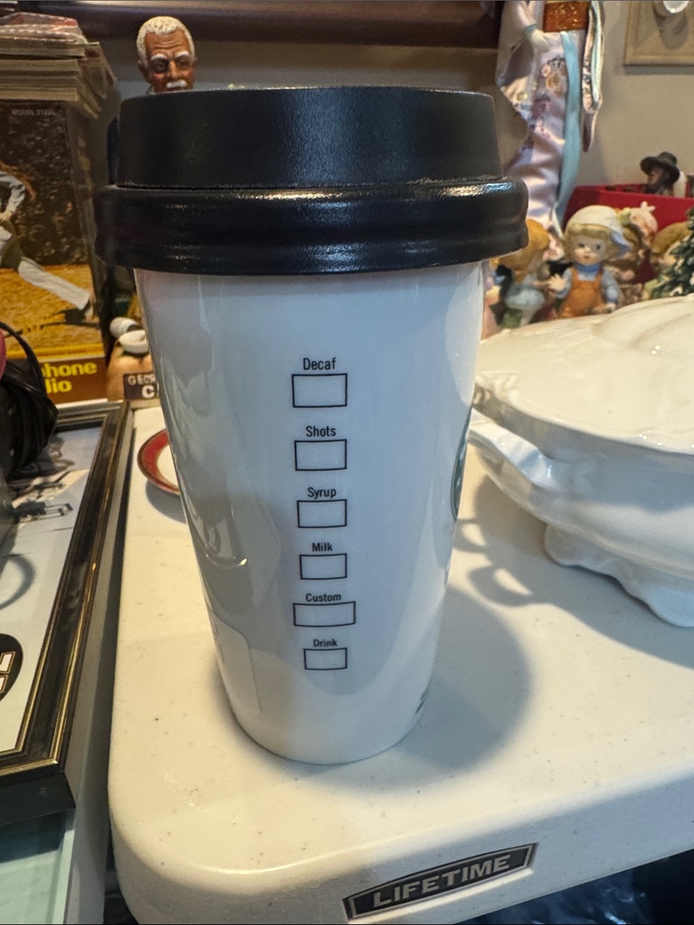 Starbucks White Travel Mug with Black Lid - Picture 2 of 4